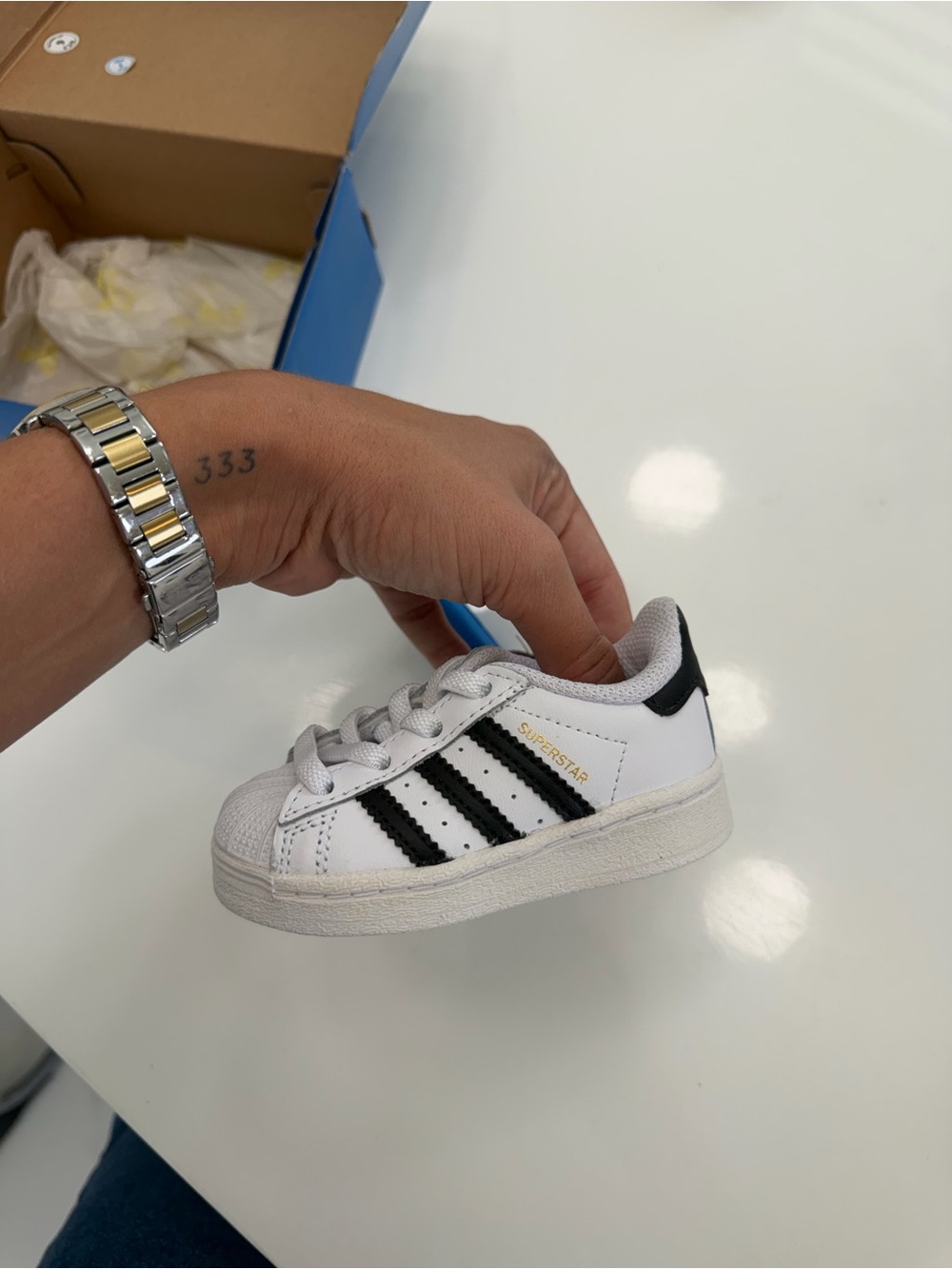 NWOT adidas Kids White and Black Superstar Sneakers